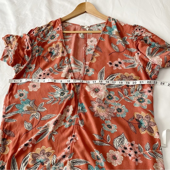 Boho Floral Short Sleeve Long Kimono Cardigan - Picture 6 of 10